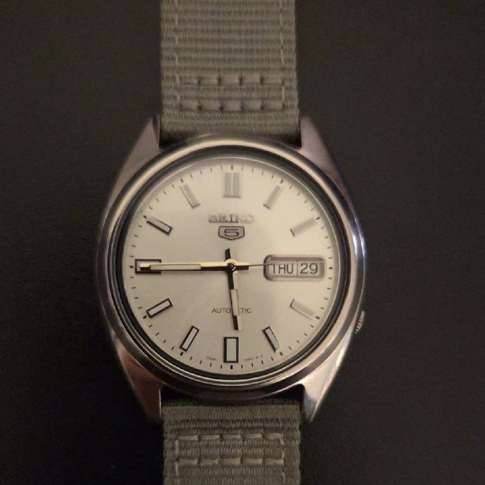 Seiko Silver Dial with Gray Strap Watch